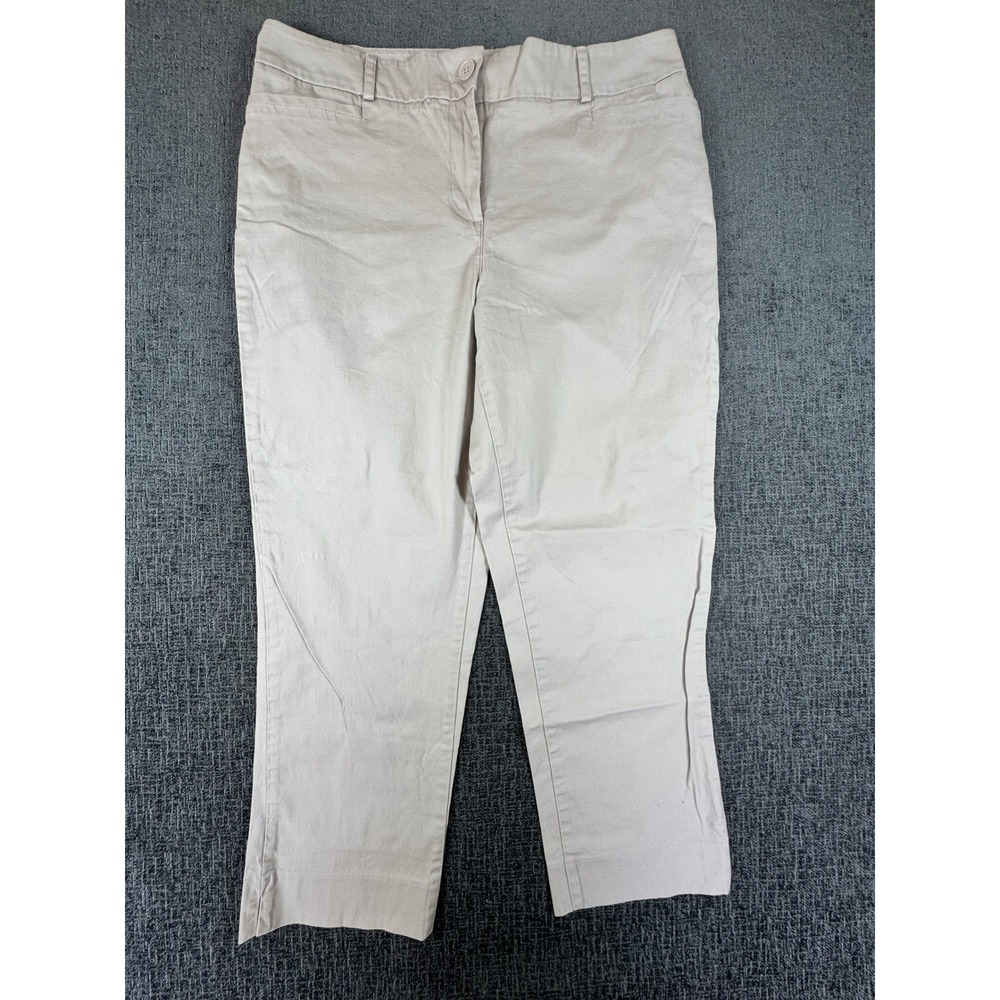 Talbots Womens Beige Khaki Cropped Chino Pants Straight Leg Casual Size 10
